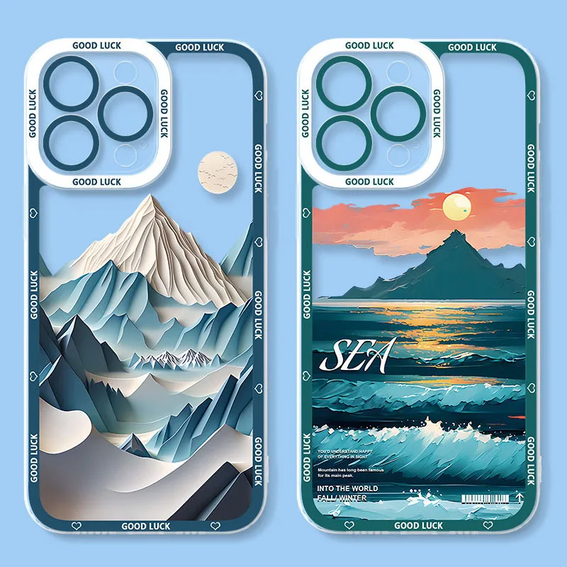 

Beautiful Landscape Soft Case for iPhone 14 11 Pro Max 13 12 Mini XR XS X 8 7 6 6S Plus SE 2020 Clear Back Silicone Cover Fundas