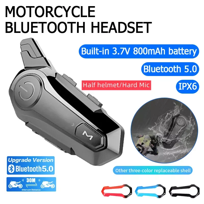 

NEW2023 AITEMAY Moto Helmet Intercom BT V5.0 Motorcycle Wireless Headset Interphone Speaker Handsfree Bluetooth Helmet Intercom