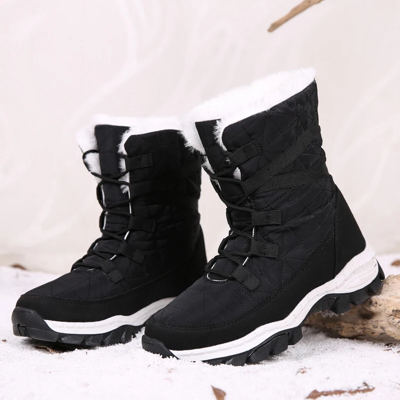 New Winter Women Boots High Quality Keep Warm Mid-Calf Snow Boots Women Lace-up Comfortable Ladies Boots Chaussures Femme