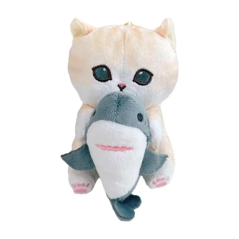 

Милая игрушка в виде кота-акулы плюшевая мини брелок кукла с одеждой мультяшный Рюкзак Подвеска автомобиль брелок для детей дорожные сувен...