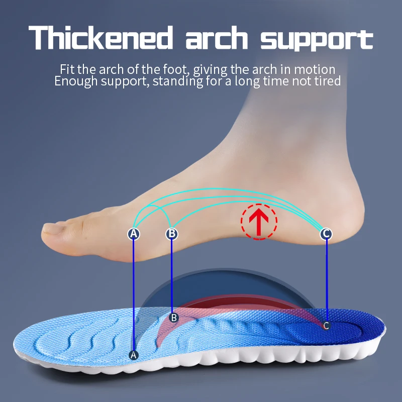 5D Sports Insoles for Shoes PU Super Soft Running Insole for Feet Shock Absorption Shoe Sole Arch Support Orthopedic Inserts images - 6