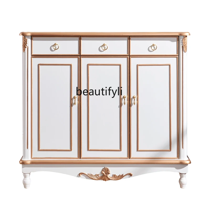 

zqAmerican Cabinet Solid Wood Entrance Cabinet Corridor Storage Curio Cabinet Nordic Style Sideboard Cabinet Hallway Decoration