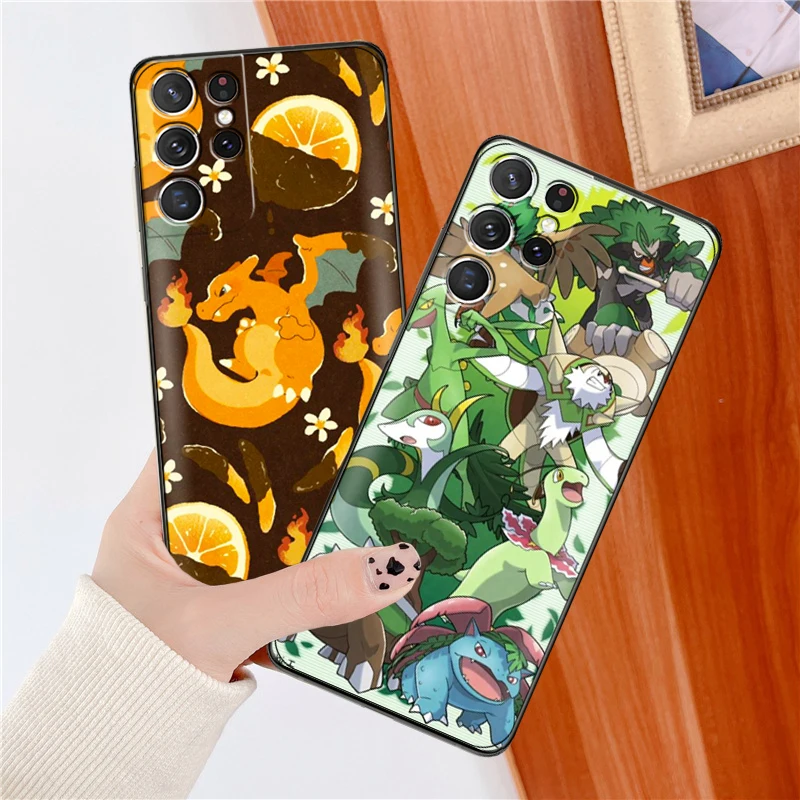 

Japan Cartoon Pokemon Phone Case For Samsung Galaxy S22 S21 S20 Ultra FE 5G S22 S10 10E S9 Plus Black Carcasa Coque