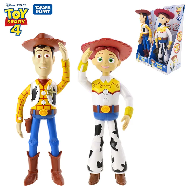 20CM Original Disney Pixar Toy Story 4 Woody Jesse Buzz Lightyear Figure Talking Speaking English and Japanese Model Children Gi