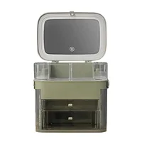 Large Capacity Cosmetic Storage Box With LED Makeup Mirror Waterproof Dustproof Desktop Beauty Storage Drawer