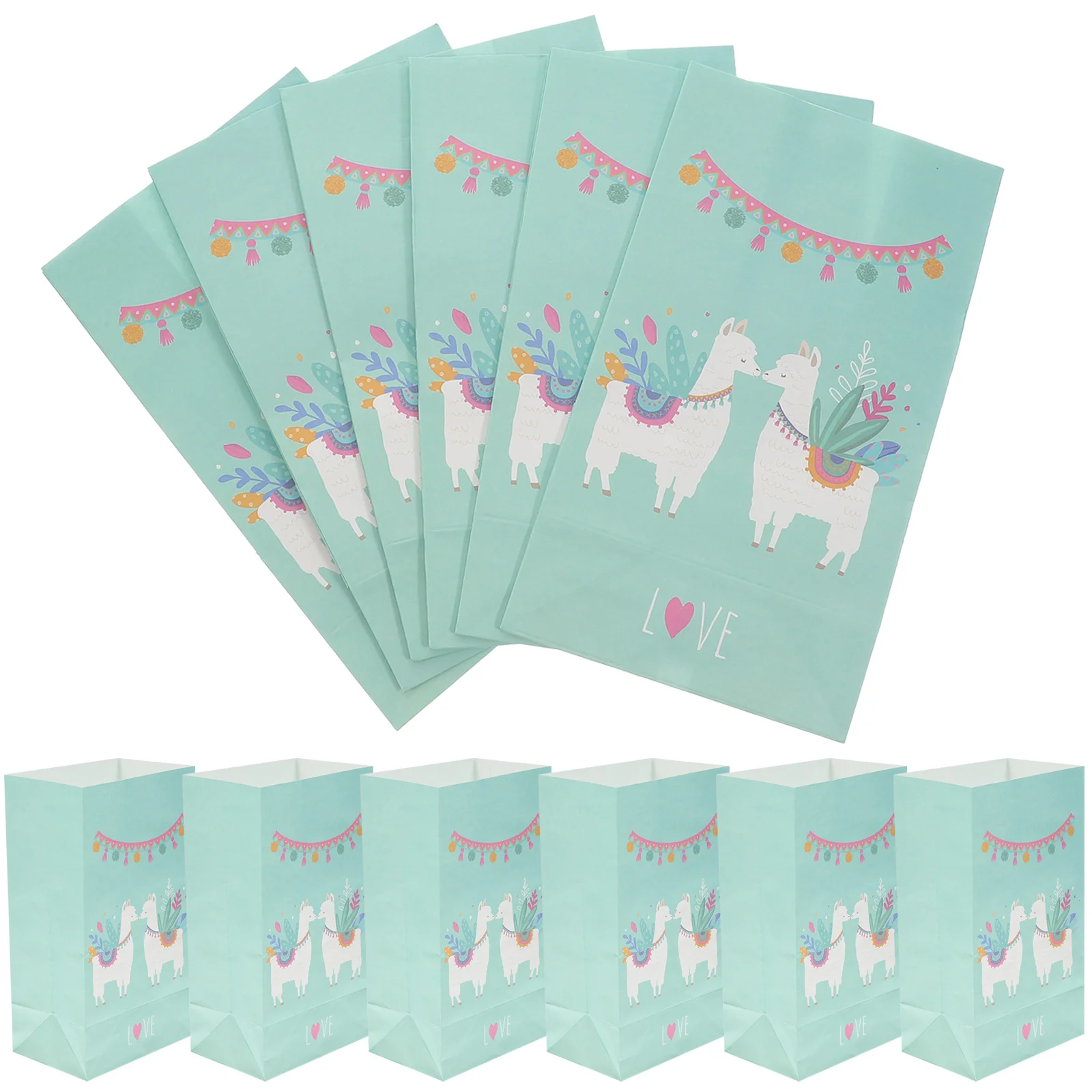 

12PCS Kraft Paper Bags Alpaca Square Bottom Paper Bags Candy Gift Bags Dessert Party Paper Bags (21x12x8cm)