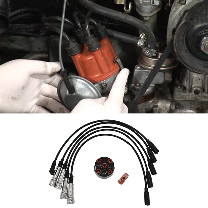 

Car Ignition System Kit Distribution Cap With Rotor Ignition Wires For Golf 3 Passat 35I Vento 1H0998031 Car Accessories
