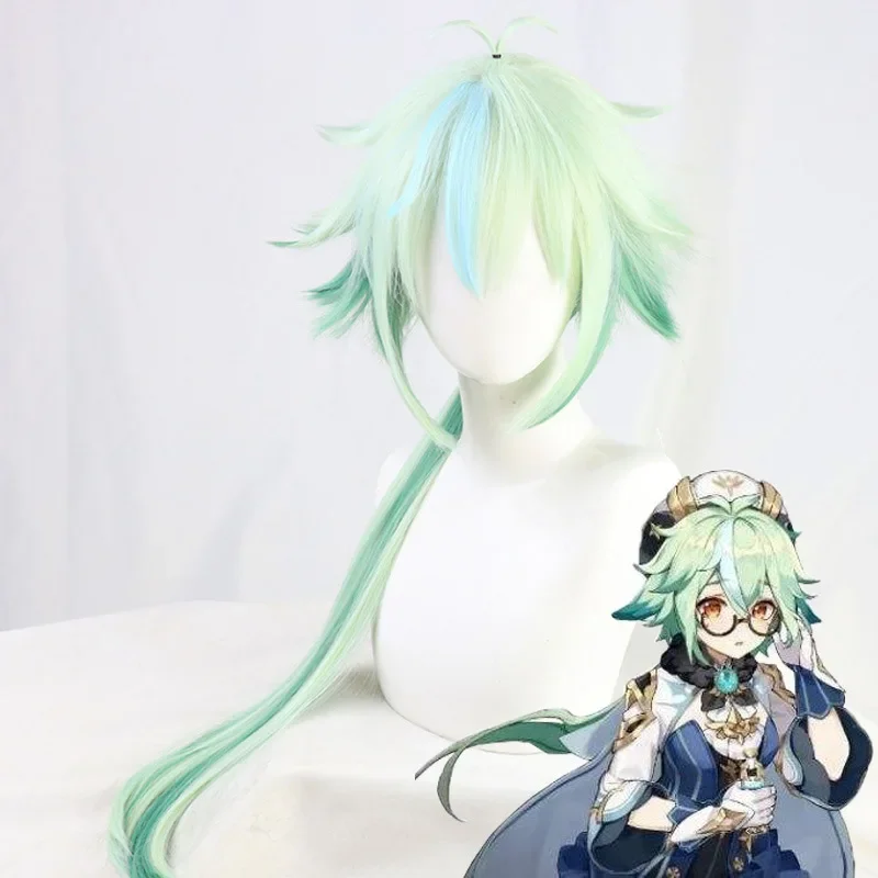 Genshin Impact Sucrose Косплей Длинный парик Зеленый Apple Аниме Парики Термостойкие