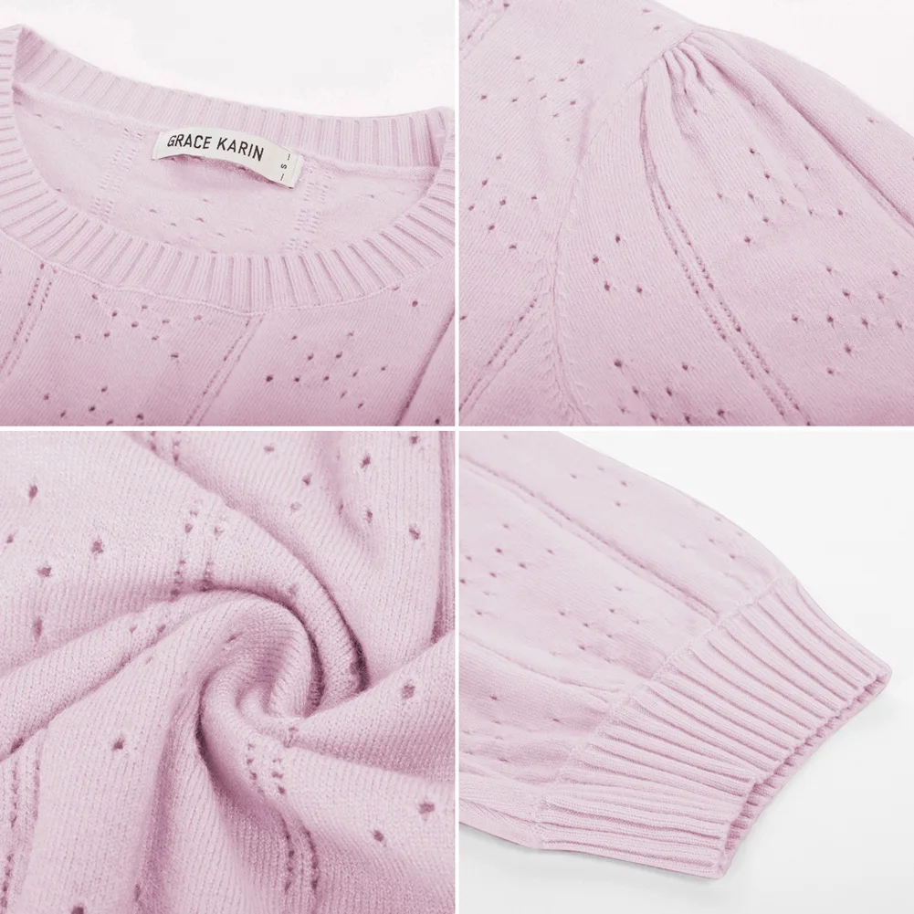 Женская рубашка GK с вырезами текстурированный свитер коротким рукавом и круглым