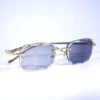 vintage leopard style photochromic sunglasses rimless diamond cut metal frame eyeglasses for men outdoor club oculos shades