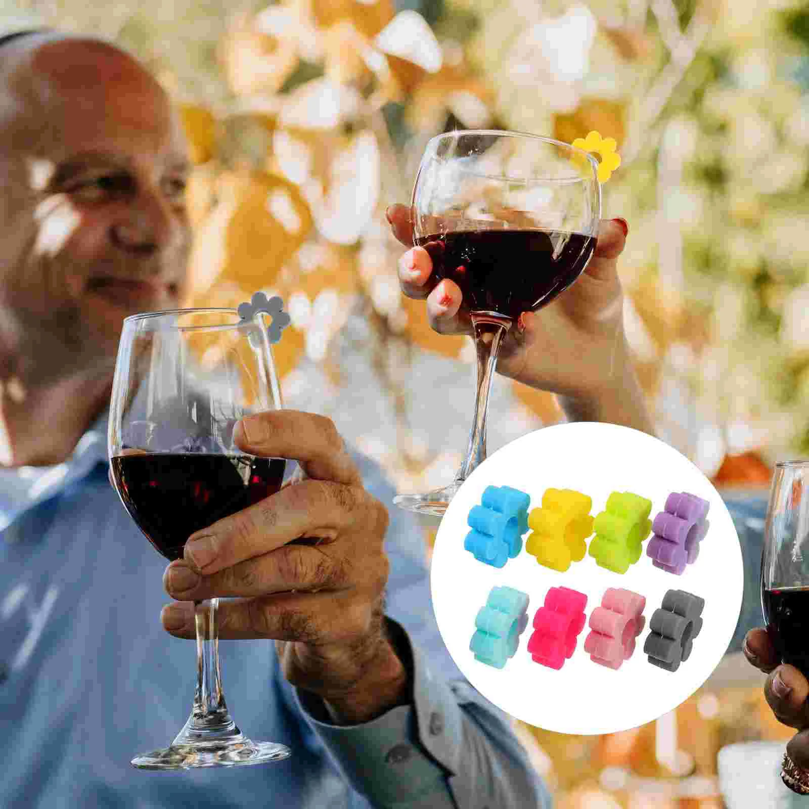 

1 Set 8Pcs Silicone Glass Markers Flower Drink Markers (Assorted Color)