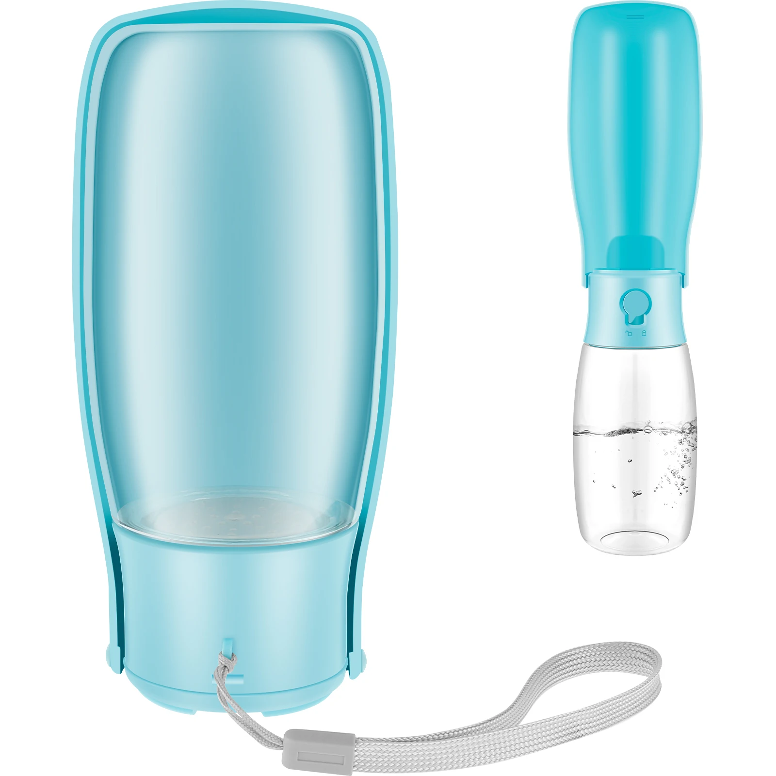 

New Foldable Dog Water Bottle with Lanyard 550ml/19oz Dog Walking Bottle with Drinking Feeder Leak Proof Pet Water Cup with