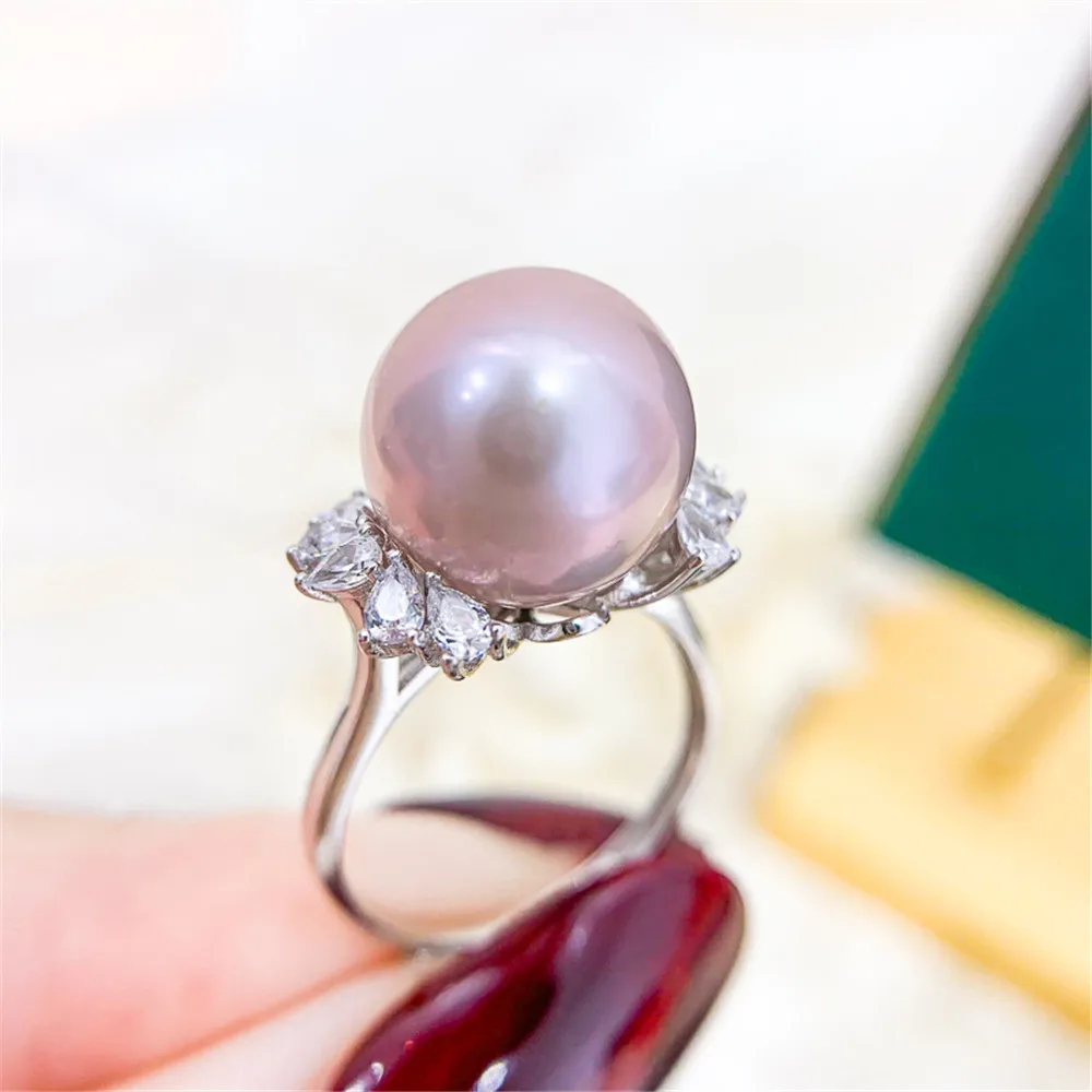 

DIY Pearl Ring Settings S925 Sterling Silver Accessories Fashionable Adjustable Holder Is Suitable For Mounting 12-14mm Beads