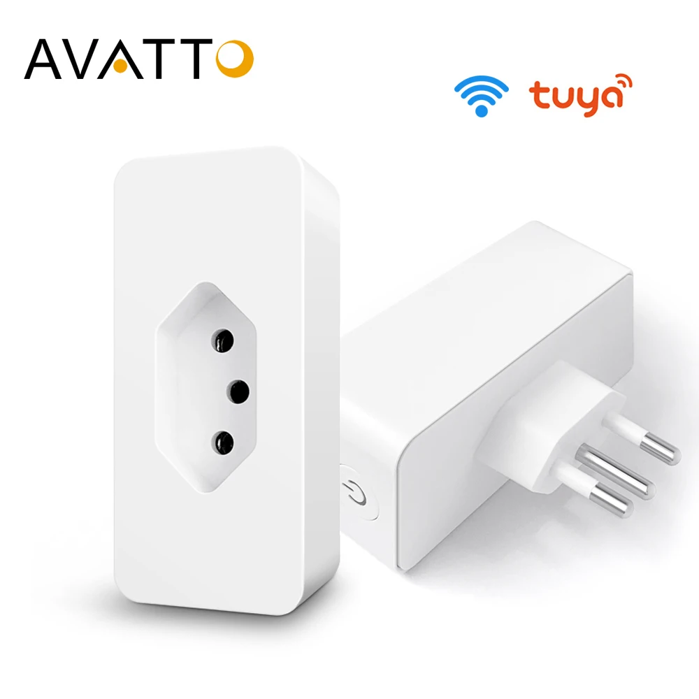 AVATTO 16A / 3680W Tuya Brasil WiFi Smart Plug with Power Monitor, Smart Life APP Smart Socket Voice Work for Google Home Alexa