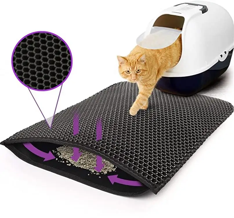 

Cat Litter Mat Cat Litter Trapping Mat,Honeycomb Double Layer Design,Urine&Water Proof Material,Less Waste,Easier Clean,Washable