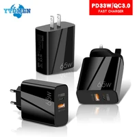 65w gan fast charge adapter for macbook pro laptop type c pd cell phone quick charger for iphone13 11 ipad huawei xiaomi samsung