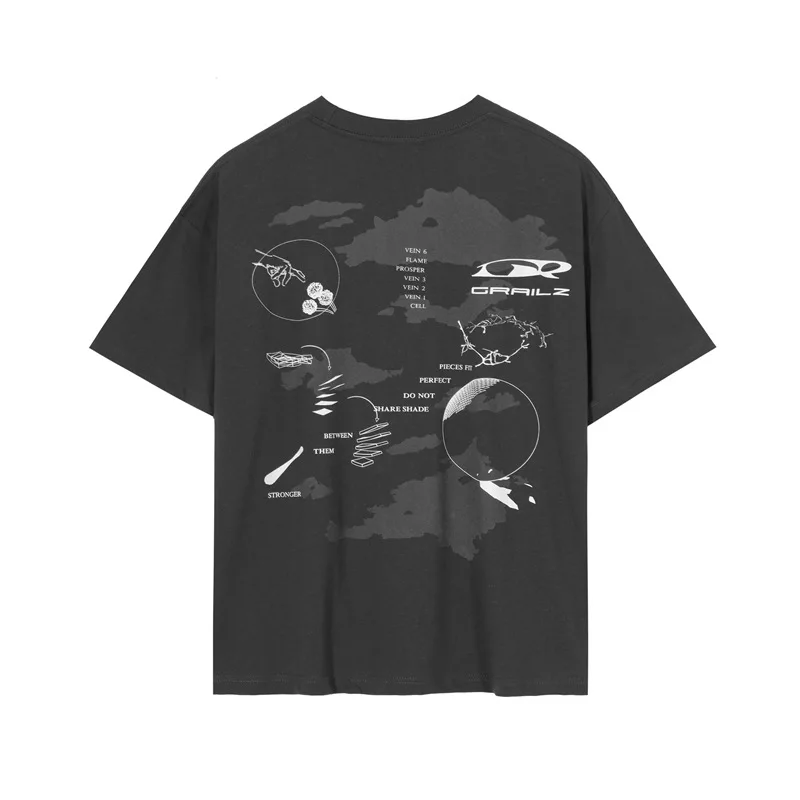 

Новинка 2022, мужские футболки с вышивкой grailz Map, футболка в стиле хип-хоп, уличные хлопковые футболки для скейтборда, футболка, американский р...