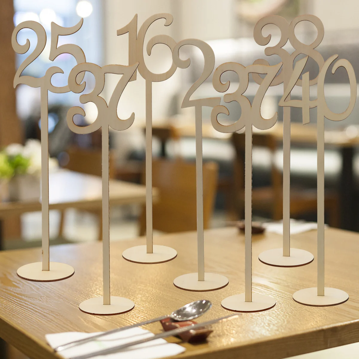 

40pcs Wooden Table Numbers 1- 40 Wedding Table Vintage Wood Numbers Cutout with Base for Wedding Reception and Wedding Table