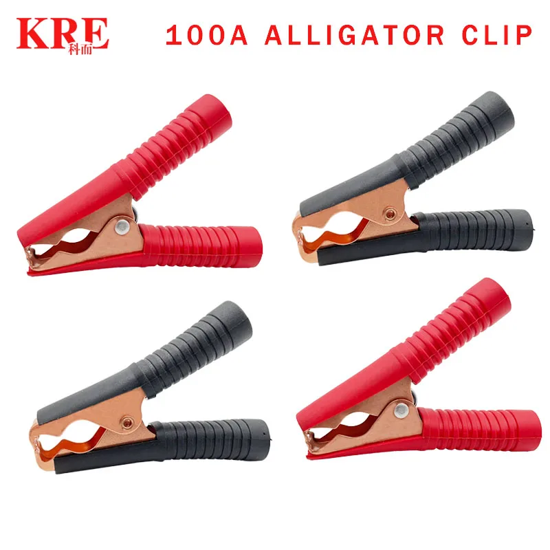 

KRE 4PCS 93mm Hot Car Alligator Clips Battery Clamps Crocodile Clip 100A Red Black