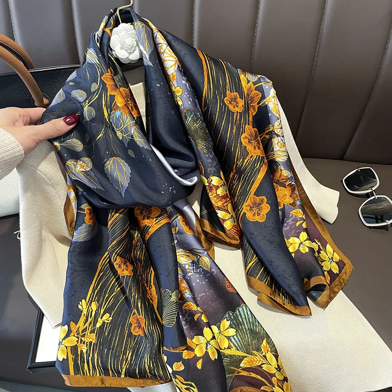 

2022 luxury brand Women Silk scarf Beach Shawl and Echarpe summer Wrap Designer scarves Plus Size female beach stoles bandana
