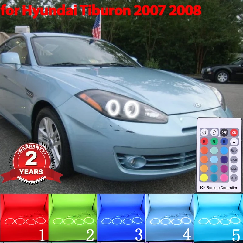 

Multi-colored RGB Remote Control Halo Rings Light LED Angel Eyes Kit For Hyundai Tiburon 2007-2008 GK FL2 Car-styling Headlight