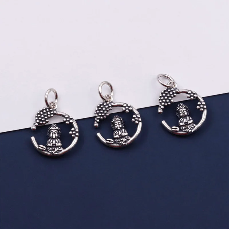 

925 Sterling Silver Female Elegant Pendant Charms Base for Women Girl Buddhism Bracelet DIY Jewelry Findings Accessories