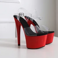 leecabe new red covered heels womens platform sandals pole dancing shoes 7 inch high heels shoes party high heel shoes