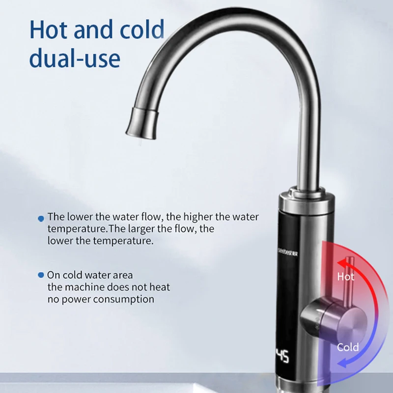 New Design High Quality Modern Fast Heating Kitchen 304 Stainless Steel Mixer Tap Instant Electric Hot Water Heater Faucet enlarge
