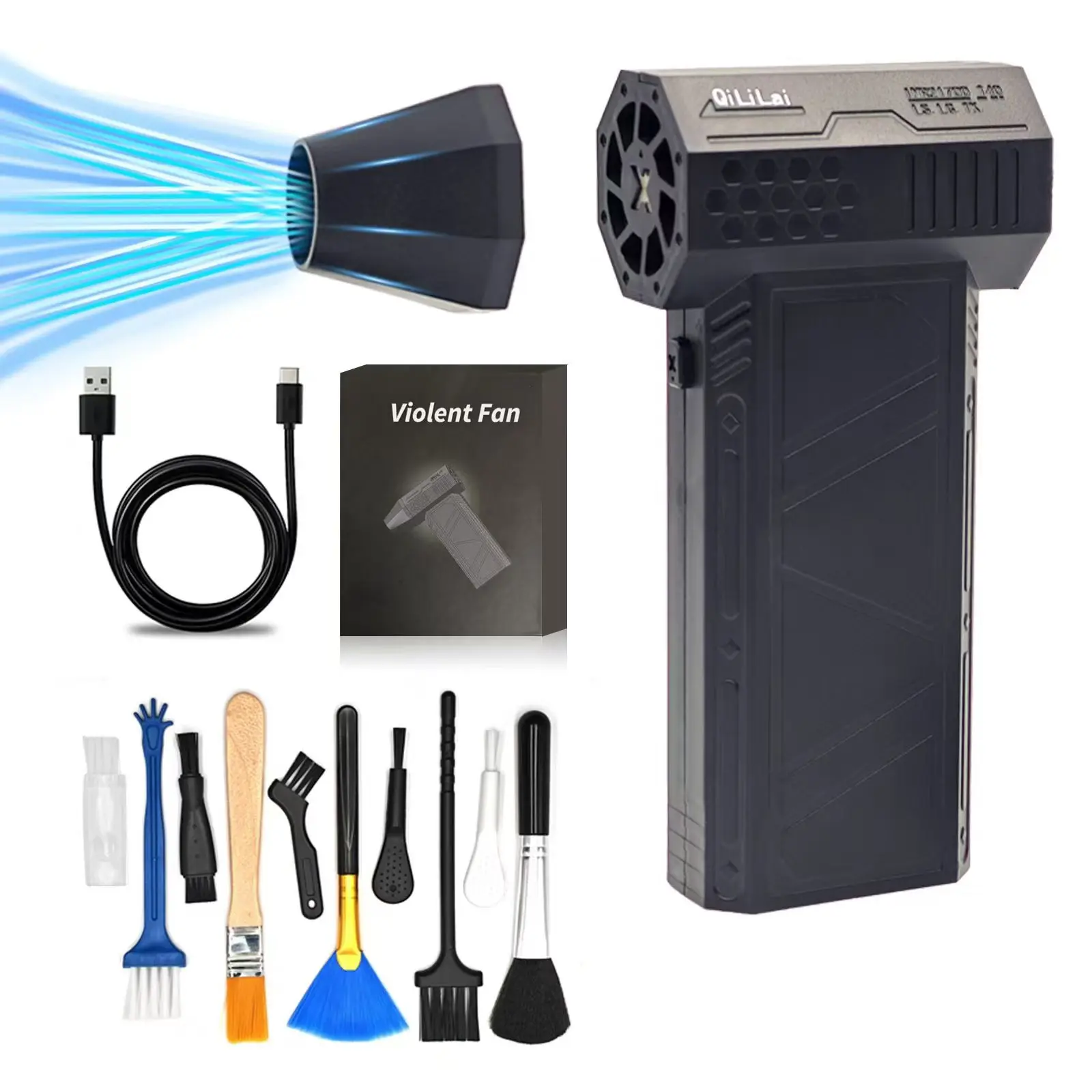 Ручной мини-турбореактивный вентилятор QiLiLai 150000 Мощный со сжатым воздухом об/мин