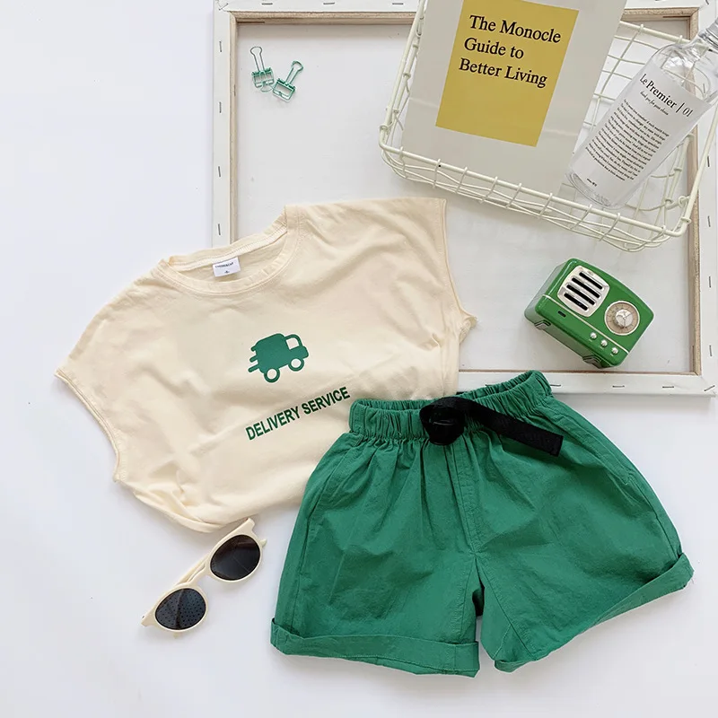 Летние мягкие футболки без рукавов для мальчиков и девочек 2022 с мультяшным