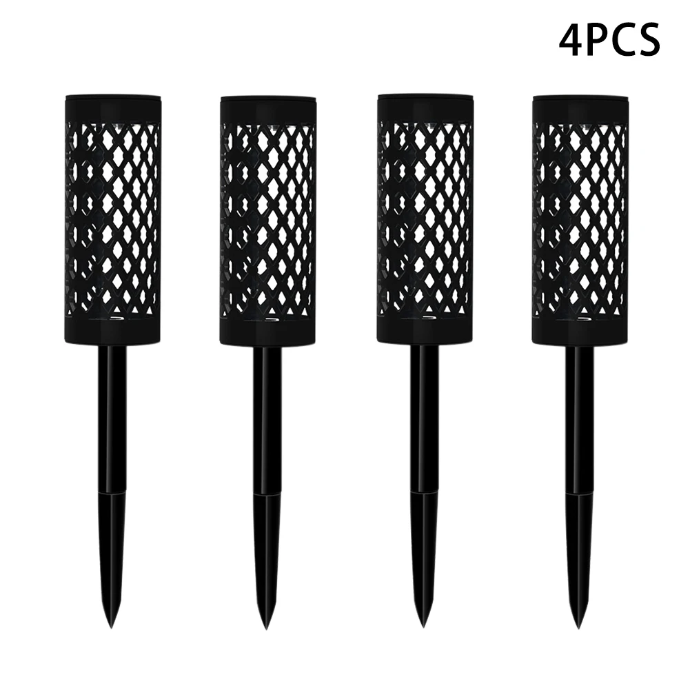 

4pcs Waterproof LED Lamp Pattern Driveway Garden Decor Patio Solar Light Black Yard Lantern Vintage Outdoor Pathway Stake