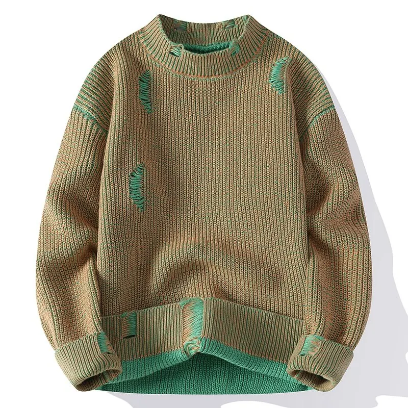 Woodpecker Half-high Collar Sweater Men's Autumn and Winter Casual Inner wear Warm Knitted Bottoming Shirt Pullover O...