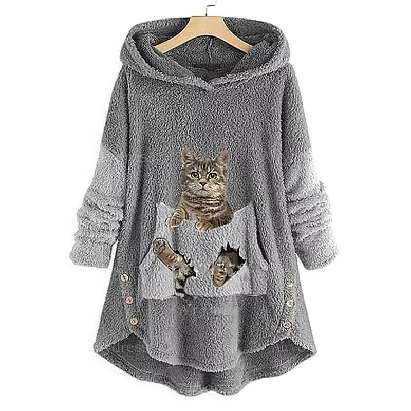 

2023 Winter New Loose Top Plush Thickened Sweater Mid length Women's Coat