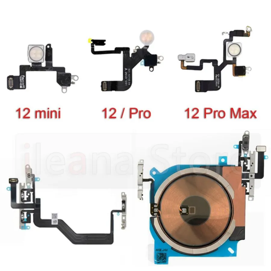 Original Power Volume Button NFC Wireless Charging Lidar Flash Light Power Flex Cable For iPhone 12 Pro Max mini Phone Parts