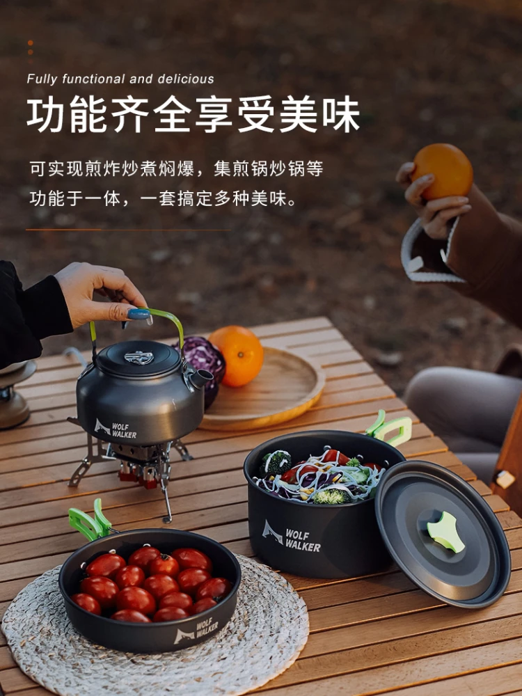 Set of Soup Pots Outdoor Camping Picnic Supplies Portable Pot Boilers Combo Set Outdoor Picnic Stove Boiling Water Fire Stove