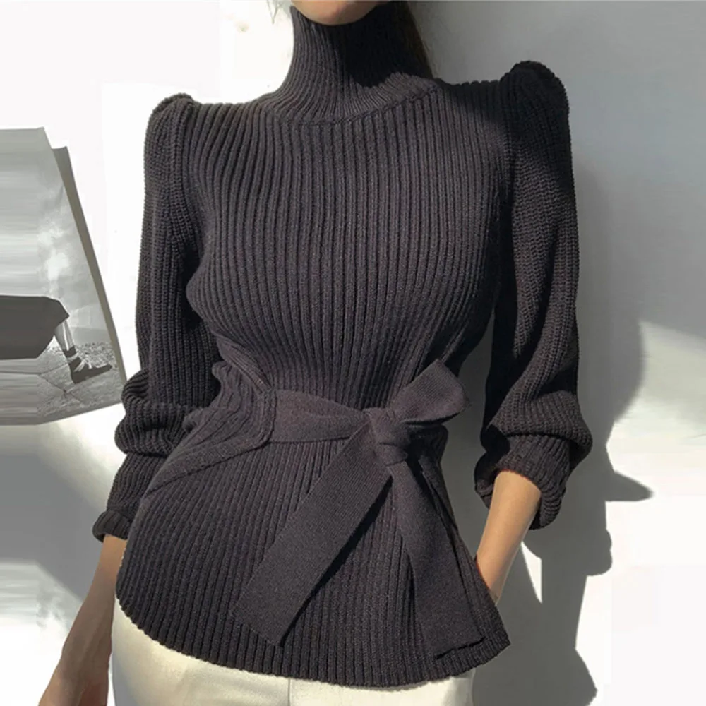 

Turtleneck Women 2022 Korean Style Temperament All-match Pit Strip Slim Waist Knit Sweater Bottoming Pullover Long Sleeve Tops