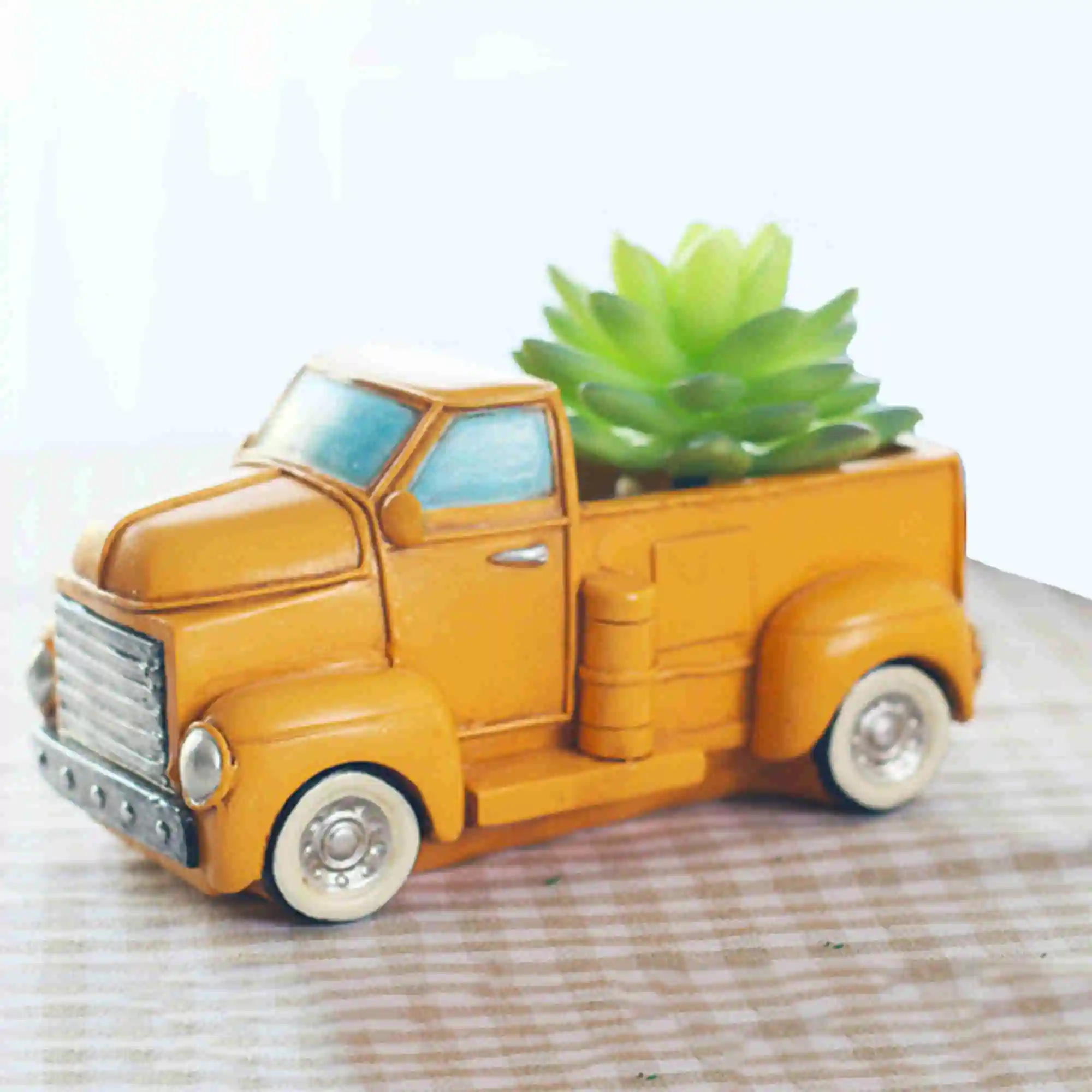 

Vaso de resina para carro, vaso de plantas retrô para vasos de plantas, bonsai, modelo de carro, suculentas para decoração da