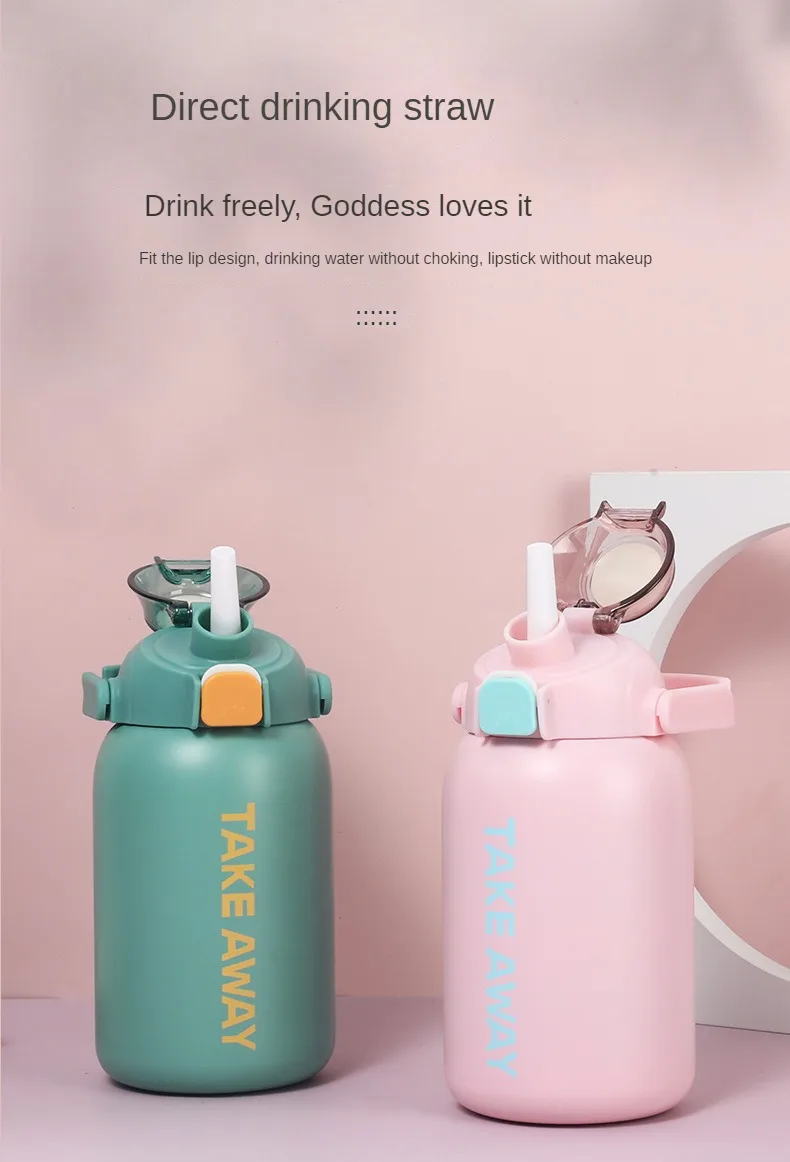 

Большой емкости 304 нержавеющая сталь изолированный чайник с соломинкой Для мужчин и женщин портативная уличная спортивная чашка для воды