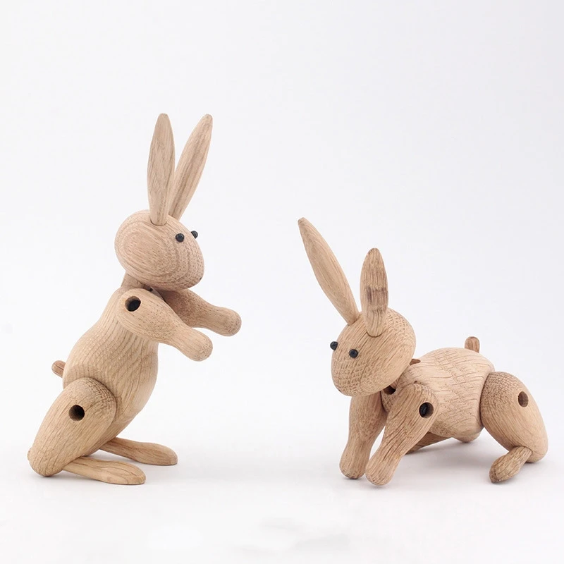 

Delicate Oak Rabbit Home Indoor Decoration Wooden Ornament Handicrafts Office Wood Craft