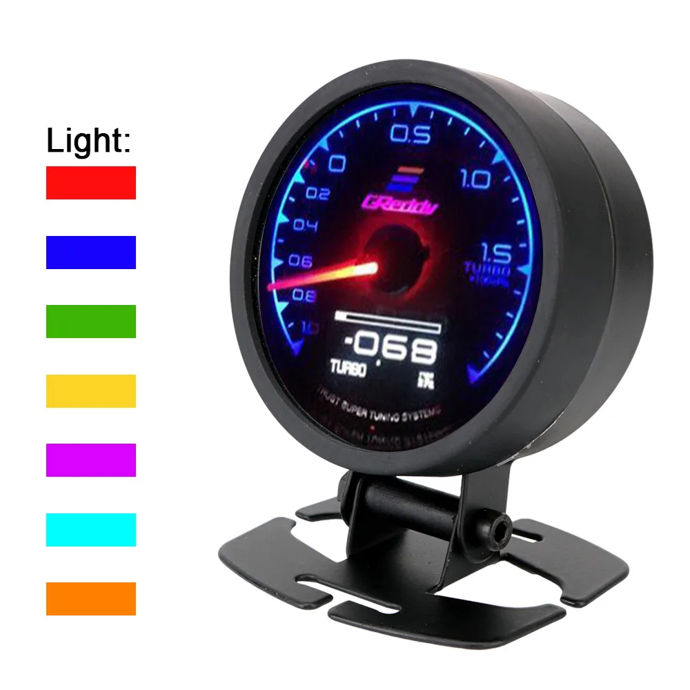 Medidor de Turbo Boost para coche, pantalla Digital LCD de 7 colores, medidor de voltaje para moto de carreras