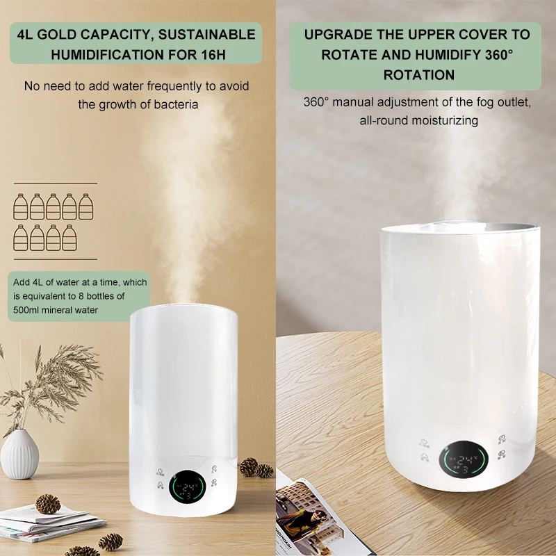 

4L Air Humidifier Essential Oil Aroma Diffuser Cool Mist Ultrasonic Air Humidifier With Timed Constant Temperature Control