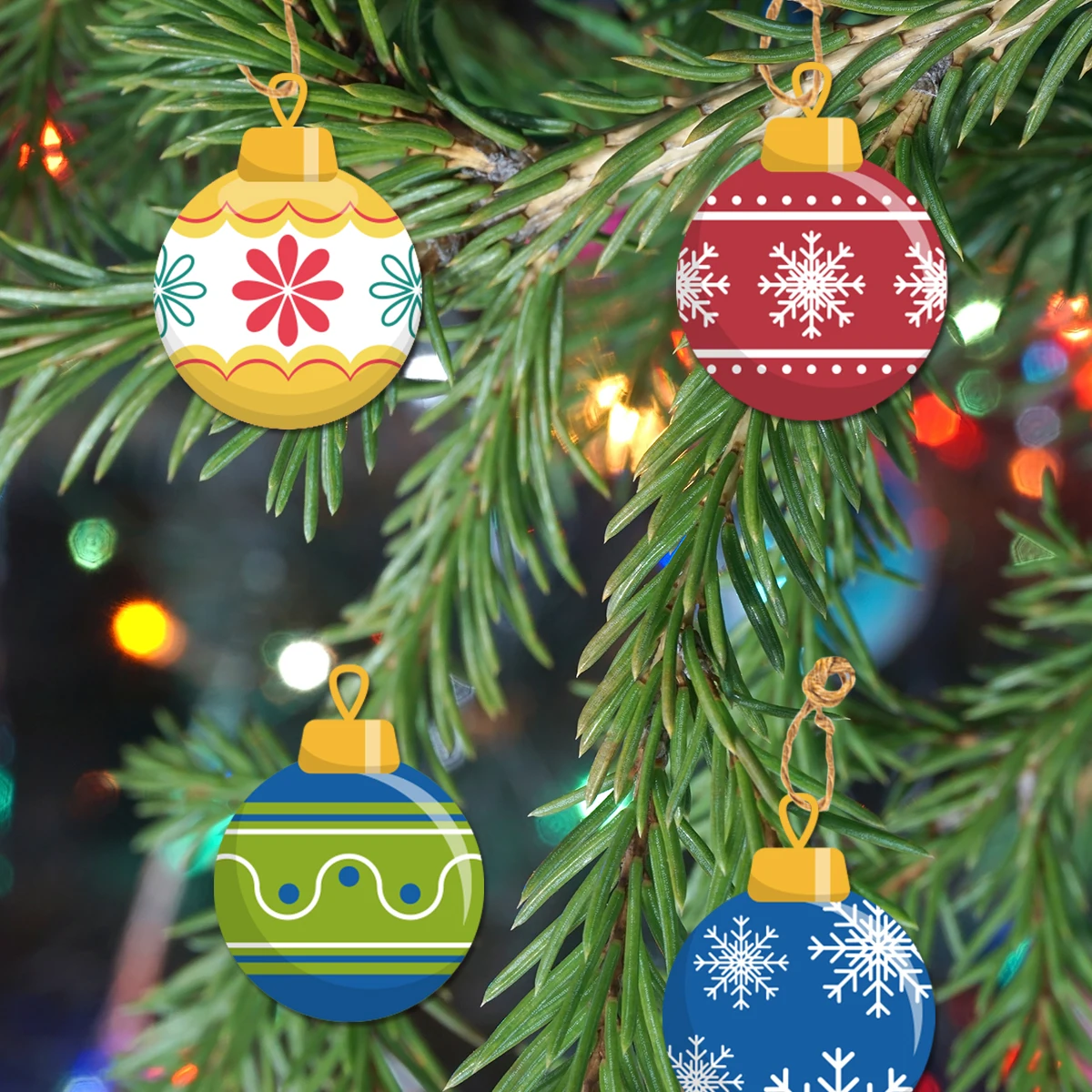 

40Pcs Christmas Theme Decoration Paper Small Ball Pendant Festival Party Home Christmas Tree Hanging Decoration Supplies