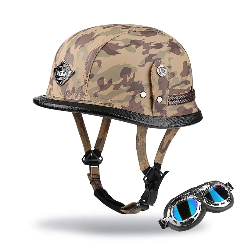 Мотоциклетный шлем в стиле ретро винтажный Камуфляжный с очками мотоциклетный