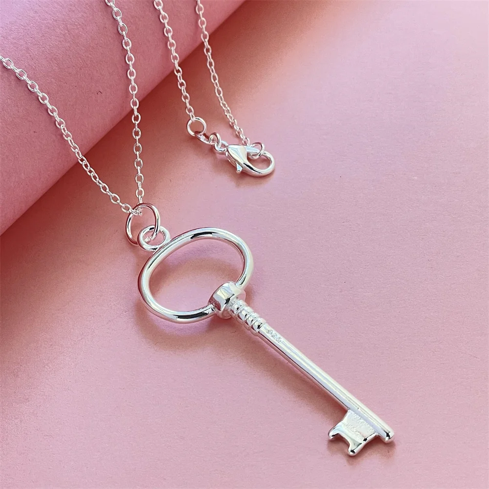 Кулон в виде кольца и ключей из серебра 925 пробы подходит для мужчин женщин