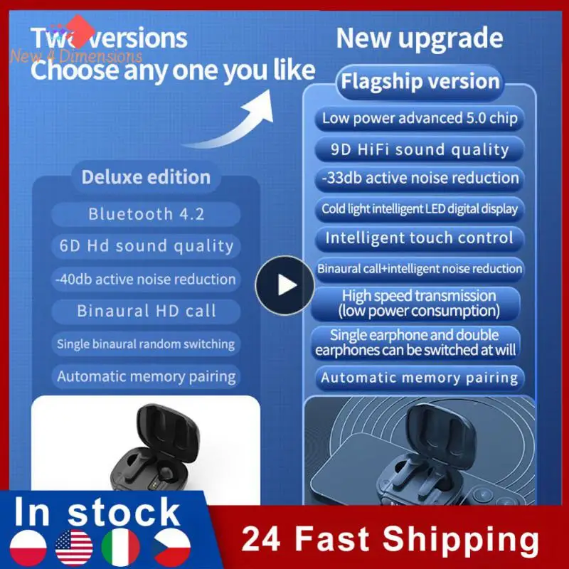 

Waterproof Game Headset Low Latency In-ear Sports Earphones Noise Reduction Digital Display Wireless Headphone Earbuds