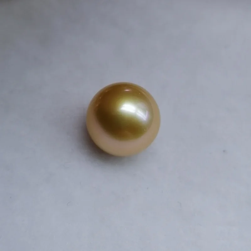 

Huge 13-14mm Natural Sea Genuine Golden Round Loose Pearl Undrilled Gemstones For Women Jewelry