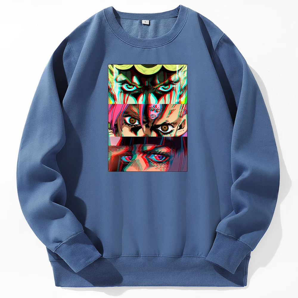 Свитшот мужской оверсайз с золотым принтом флисовая модная уличная одежда аниме