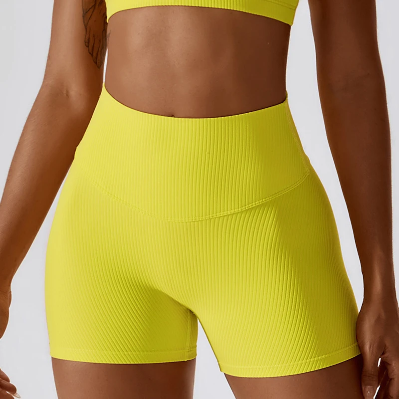 

Women Yoga Shorts High Waist Fitness Yoga Shorts Threaded Quick-drying Leggings Tummy Tuck Up Buttock Sports Running Shorts