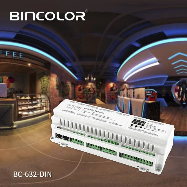 DC 12В-24В 3A * 32CH 40CH DIN Rail DMX декодер CV PWM RJ45 8-bit 16-битный DMX512/1990 Одноцветный CCT RGB RGBW