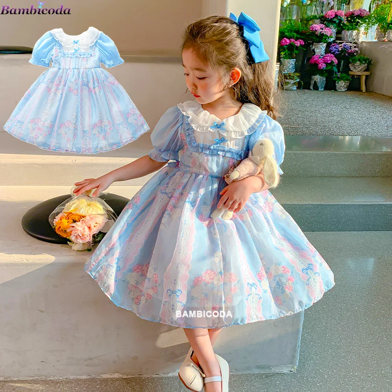 

Детское платье принцессы с милым мультяшным принтом